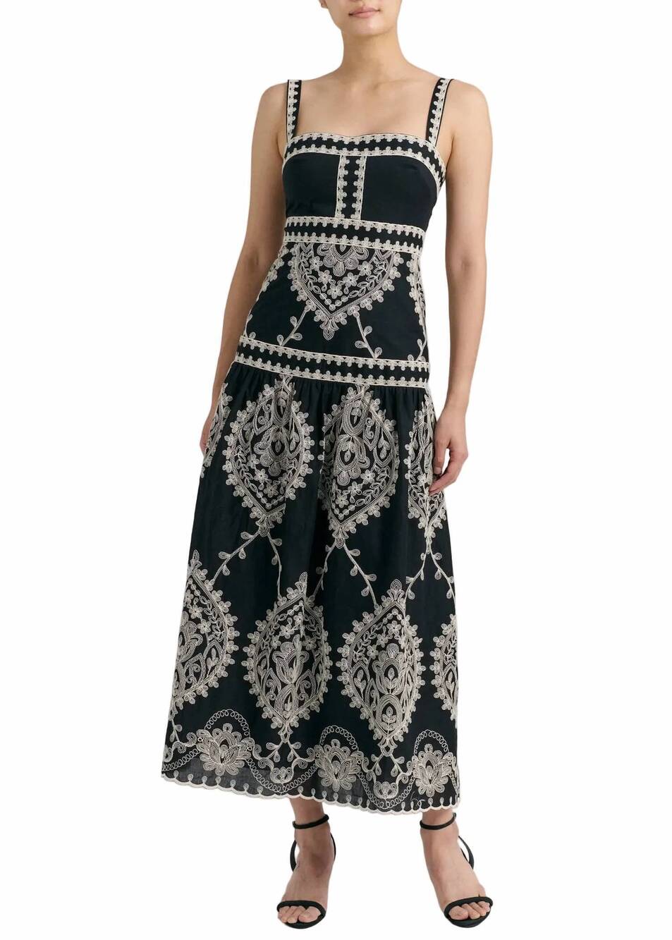 NEW CARTOLINA NANTUCKET adair midi dress in noir